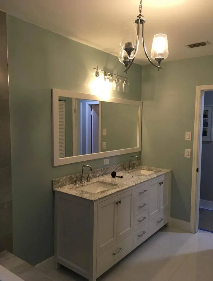 Bathroom vanity with granite top and new fixtures